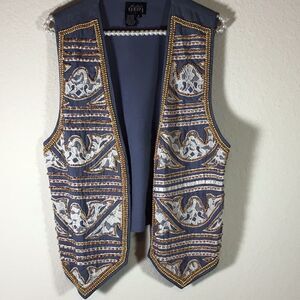 Vest Women’s Y2K Vintage Boutique Europa Beads Lace Pearls Cork Boho Size M